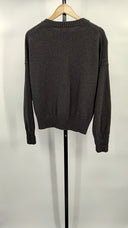 Quince Women's 100% Organic Cotton Boyfriend Crew Sweater Charcoal Sleeved Top M