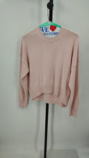 Quince Women's 100% Organic Cotton Boyfriend Crew Sweater Pink Sleeved Top S