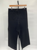 Quince Womens Ultra-Stretch Ponte Cropped Wide Leg Pants - 24" Black 8