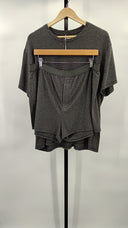 Quince Women's Dream Lounge Oversized Pajama Set Heather Charcoal Grey Shorts XL