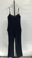 Quince Womens Ultra-Form Kick Flare Jumpsuit Black Sleeved S