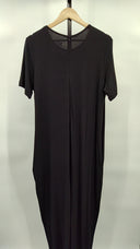 Quince Womens Maternity Bamboo Jersey Everyday Jumpsuit Black Sleeved M