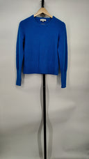 White Women Cashmere Sweater Sleeved Top Blue XS