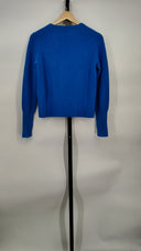 White Women Cashmere Sweater Sleeved Top Blue XS