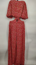 Afrm Women Savvy Midi Dress Basic Sleeved Red XS