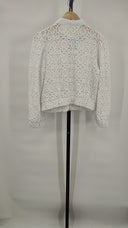 Anthropologie Women Crochet Bomber Jacket Outerwear White S
