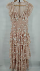 Bcbgmaxazria Women Long Tiered Evening Dress Pink 4