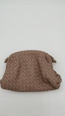 Quince Italian Leather Handwoven Pouch Crossbody Clutch Taupe Bags
