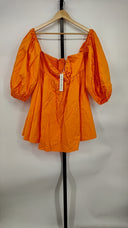 For Love & Lemons Women Saint Lucia Mini Dress Basic Sleeved Orange L
