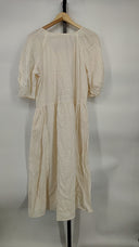 Everlane Women's The Linen Oversized Puff-Sleeve Dress Bone Basic Sleeved M