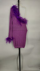 Nbd Women Juana Feather Trim Mini Dress Basic Sleeved Purple L
