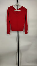 White Women Cashmere Sweater Sleeved Top Red XS