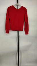 White Women Cashmere Sweater Sleeved Top Red XS