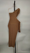 Camila Coelho Women Katell Wrap Tie Midi Dress Basic Sleeved Tan M