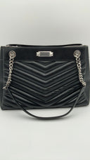 Michael Kors Womens Medium Chain Shoulder Tote Black Bags