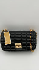 Michael Kors Womens Large Conv Chain Shoulder Black Bags