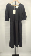 Everlane Women The Linen Oversized Puff-Sleeve Dress Black M