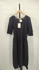 Everlane Women The Linen Oversized Puff-Sleeve Dress Black M