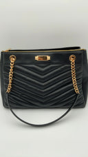 Michael Kors Womens Medium Chain Shoulder Tote Black Bags