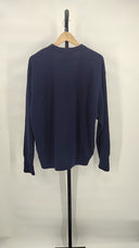 Lacoste Women Relaxed Fit Tone-On-Tone Buttons Wool Cardigan Blue XL