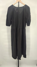 Everlane Women The Linen Oversized Puff-Sleeve Dress Black M