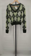 Lovers And Friends Women Tanessa Argyle Sweater Sleeved Top Green XS