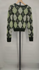 Lovers And Friends Women Tanessa Argyle Sweater Sleeved Top Green XS