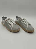 Michael Kors Womens Libby Logo Jacquard Collapsible-Heel Sneaker Silver Shoes 7