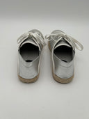 Michael Kors Womens Libby Logo Jacquard Collapsible-Heel Sneaker Silver Shoes 7