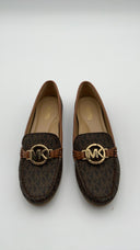 Michael Kors Womens Fulton Signature Logo Moccasin Brown Shoes 6