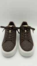 Michael Kors Romey Metallic Two-Tone Signature Logo Platform Sneaker Brown 10