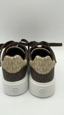 Michael Kors Romey Metallic Two-Tone Signature Logo Platform Sneaker Brown 10