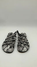 Michael Kors Womens Darrington Snake Embossed Leather Sandal Gray Shoes 7.5