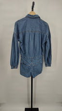 Free People Women X We The Zodiac Chambray One Piece Sleeved Jumpsuit Blue XS