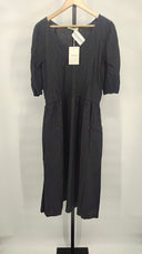 Everlane Women The Linen Oversized Puff-Sleeve Dress Black M