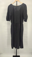 Everlane Women The Linen Oversized Puff-Sleeve Dress Black M