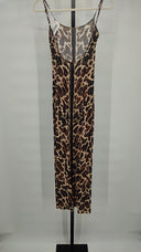 Weworewhat Women Mesh Scoop Maxi Slip Dress Brown XS