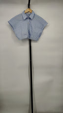 L'Academie Women Bryn Crop Top Sleeved Blue M