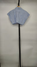 L'Academie Women Bryn Crop Top Sleeved Blue M