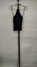 Enza Costa Women Silk Rib Halter Tank Sleeved Top Black M