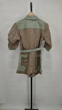 Simkhai Aliza Poplin-Trimmed Belted Linen Playsuit Sleeved Jumpsuit Brown 2