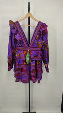 Farm Rio Women Mini Dress Basic Sleeved Maxi Purple M