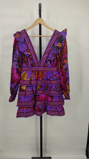 Farm Rio Women Mini Dress Basic Sleeved Maxi Purple M