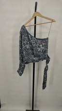 Karina Grimaldi Women Daniela Print Blouse Sleeved Top Blue L
