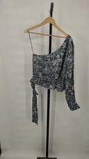 Karina Grimaldi Women Daniela Print Blouse Sleeved Top Blue L