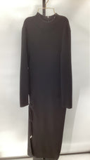 Michael Kors Womens Merino Ruched Midi Dr Black Basic Sleeved Dress L