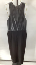 Michael Kors Womens Faux Leather Bodice M Black Basic Sleeved Dress L