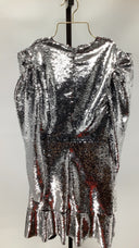 Michael Kors Womens Sequined Ruched-Sleeve Dress Silver Basic Sleeved XXS