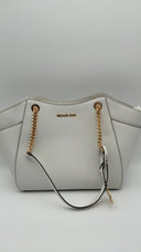 Michael Kors Womens Large Chain Shldr Tote Optic White Bags