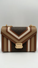 Michael Kors Womens Medium Flap Chn Shldr Brown Multi Bags